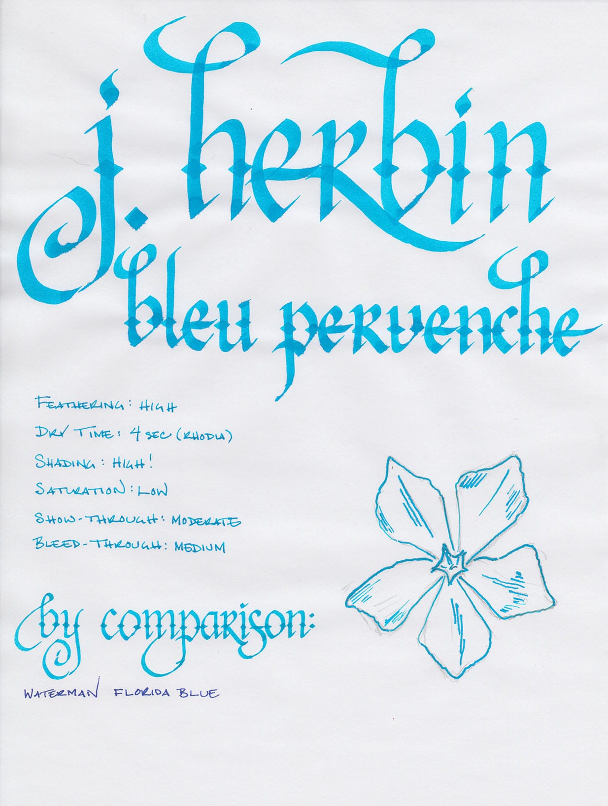 j herbin bleu pervenche writing sample