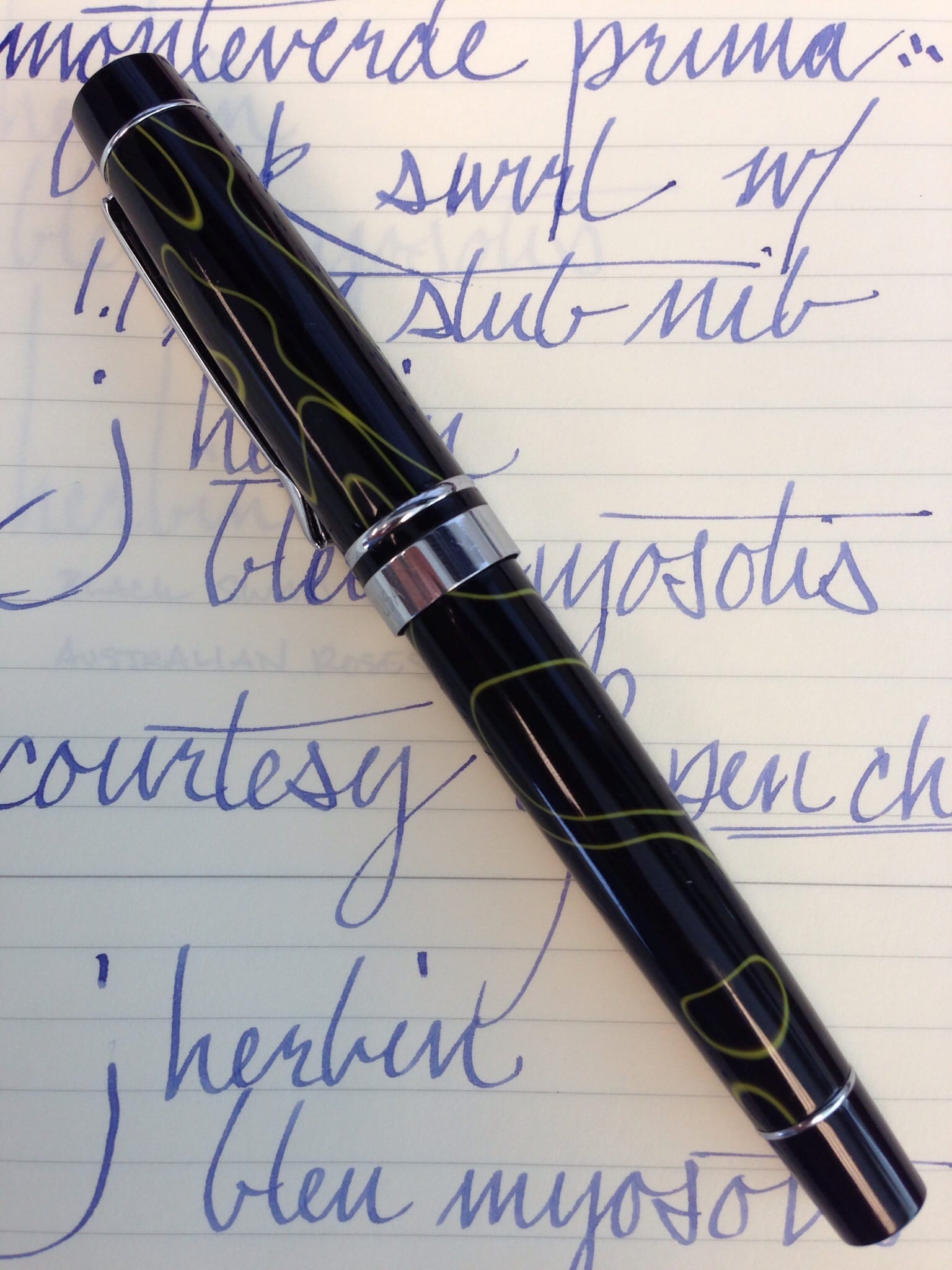 Monteverde Prima Black Swirl w/ 1.1mm Stub Nib