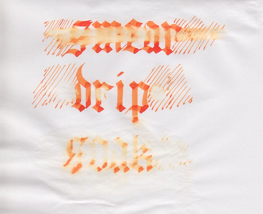 Diamine Blaze Orange water test.